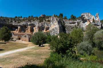 Fototapeta premium Templar hermitage of San Bartolome and natural park of the Cañon del Rio Lobos in Soria