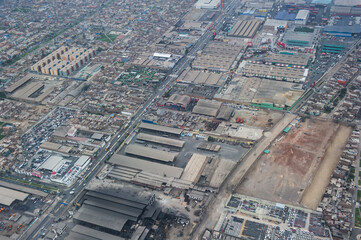 It's Aerial view of a city of Peru