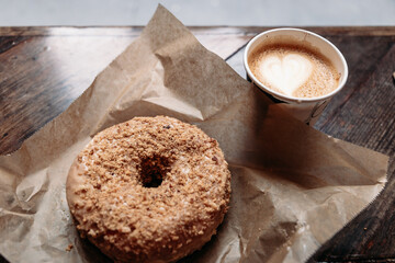 Typical donut and coffee in New York City