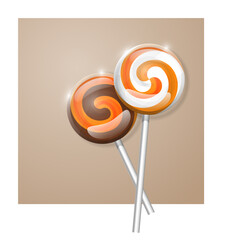 Caramel. Candy. Lollipop. Butterscotch. Toffee. Sweets. illustration.