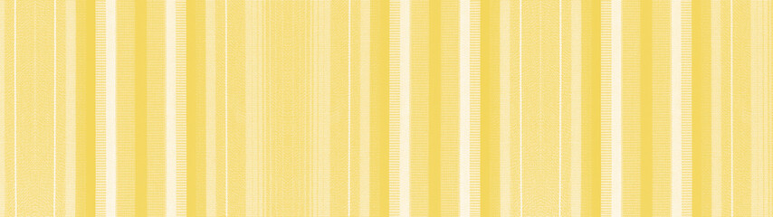 Bright pastel yellow white striped natural cotton linen textile texture background banner panorama