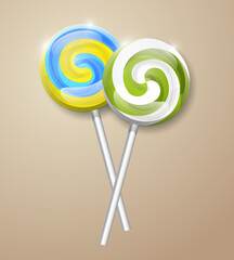 Caramel picture. Candy painting. Lollipop icon. Butterscotch image. Toffee banner. Sweets background. illustration.