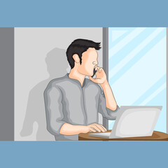 young businessman working on his laptop