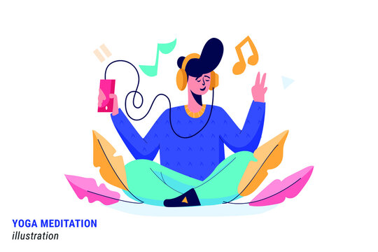 Boy Listening Music Illustration