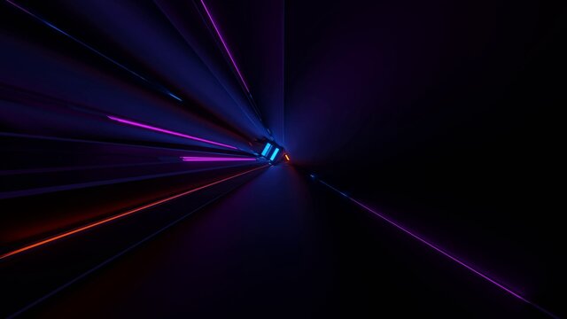 3D rendering abstract futuristic background with purple, orange and blue laser lights