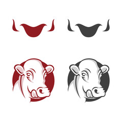 Illustration cow and horn isolated on white with empty space. Farm animals. Vector illustration Eps.8 Eps.10