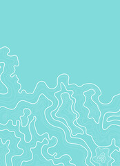topographic map abstract height lines isolated on a turquoise background vector