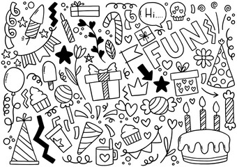 0085 hand drawn party doodle happy birthday