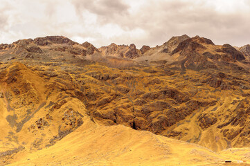 Landscape of the Andes of Peru, the longest continental mountain range in the world.