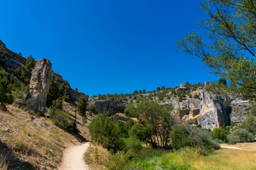 Fototapeta na wymiar Templar hermitage of San Bartolome and natural park of the Cañon del Rio Lobos in Soria
