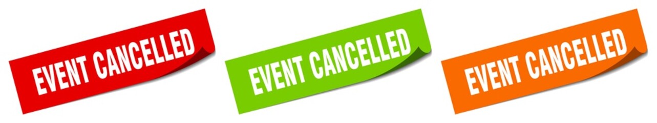 event cancelled sticker. event cancelled square isolated sign. event cancelled label