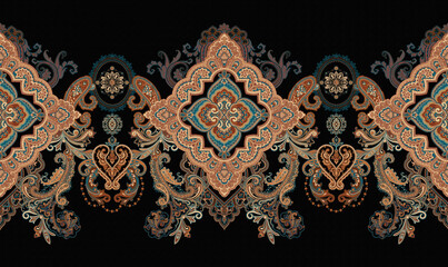 Classic paisley and fine lace pattern, Persian pattern，suitable for textile clothing and wallpaper design, invitation design