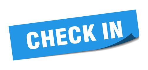check in sticker. check in square isolated sign. check in label