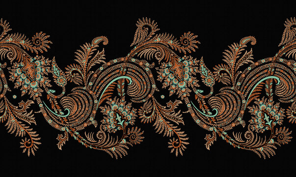 Classic paisley and fine lace pattern, Persian pattern，suitable for textile clothing and wallpaper design, invitation design