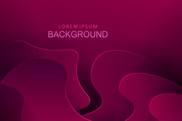 Dark pink composition with a gradient, abstract oval shapes with shadow