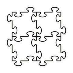 Obraz premium Four piece puzzle business presentation. Circle infograph. 4 step process diagram. Four section compare banner. Square schedule diagram