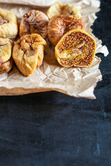 dried figs fruit natural sweet dessert Menu concept serving size. food background top view copy space  diet organic 