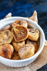 dried figs fruit natural sweet dessert Menu concept serving size. food background top view copy space  diet organic 