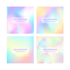 Set of vector blurred foil holographic background. Design template for Cover, Brochure, Poster, Wallpaper, Business Design.