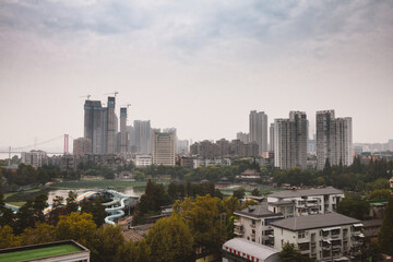 Fototapeta na wymiar pollution over the city Wuhan China 