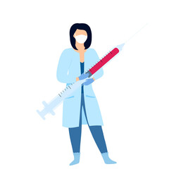 COVID-19. Medical worker. A doctor with a syringe. Laboratory Assistant. Vaccine development. Coronavirus treatment.