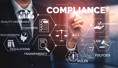 Compliance rule law and regulation graphic interface for business quality policy