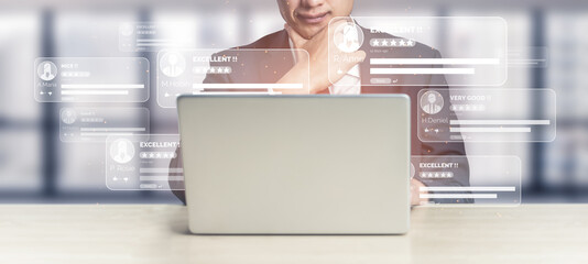 Customer review satisfaction feedback survey concept.