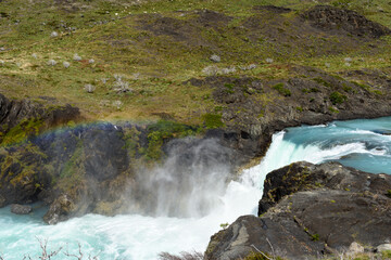 Naklejka na ściany i meble It's Rainbow and water fall in Torres del Paine, Chile