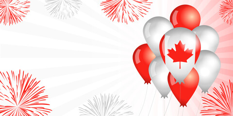 Canada Day balloons & flag background. Special offer sale from 1st of July, Happy Canada Day, weekend discount. Vector Illustration for independence day banner