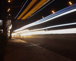 traffic on highway at night