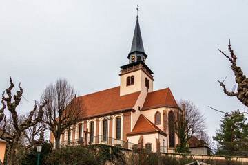 Fototapeta na wymiar Main Church, ger. Dreifaltigkeitskirche, fra. Eglise de la Trinite de Lauterbourg, Wissembourg, Bas-Rhin, Grand Est, France