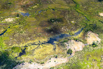 It's Beautiful aerial view of the Okavango Delta (Okavango Grassland), One of the Seven Natural Wonders of Africa, Botswana