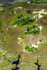 It's Aerial panoramic view of the Okavango Delta (Okavango Grassland), One of the Seven Natural Wonders of Africa, Botswana