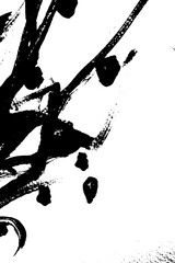 Obraz premium abstract black brush stroke silhouette of watercolor drawing paint texture on white background