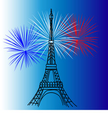 fête nationale française, tour eiffel, feu d'artifice