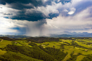 Naklejka premium Summer storm over the fields.