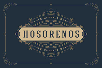 Vintage logo template elegant flourishes ornaments vector illustration.