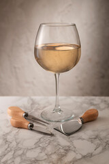 White wine concept on marble floor