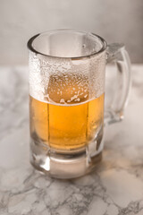 Cold beer concept on marble floor