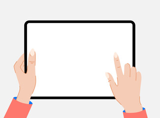 Tablet computer screen mockup modern flat design vector illustration concept for work anywhere. Copy space. Editable template vector illustration.