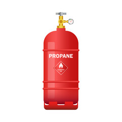 red gas cylinder containing oxygen isolated on white background. vector illustration 