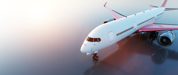 Airplane on runway at sunset. Passenger aircraft, commercial airline. © Photocreo Bednarek
