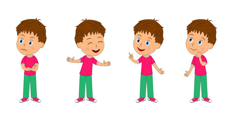 little cartoon  boy expresses emotions,illustration,vector