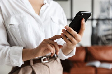 Beautiful young asian woman wearing white shirt