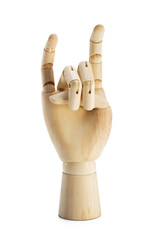 A wooden hand-horns isolated on white background