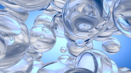 Background of beautiful water drops. 3D rendering