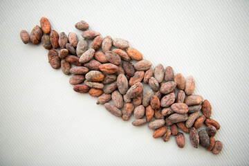 Cocoa Beans on the background Closeup