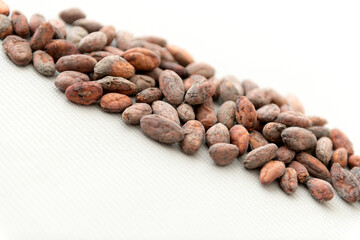 Cocoa Beans on the background Closeup