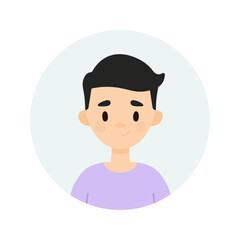 Happy boy on a white background.  Avatar of a young man.