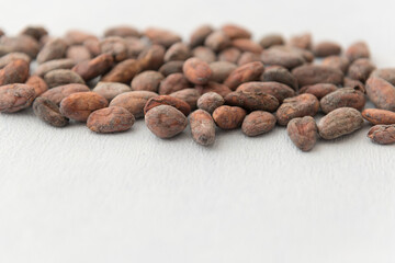 Cocoa Beans on the background Closeup